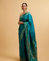 Mohey Women Rama Green Floral Buta Patterned Saree