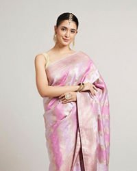 Mohey Women Orchid Purple Bel Patterned Saree with Floral Borders