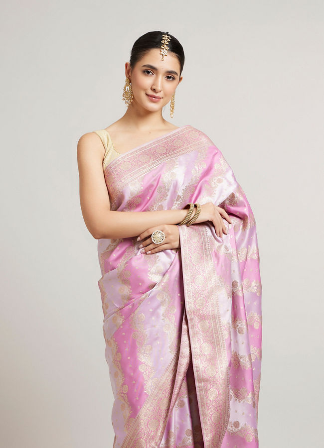 alt message - Mohey Women Majestic Purple Elegance Saree image number 1