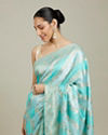 Mohey Women Sky Blue Bel Patterned Saree with Floral Borders image number 1