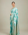 Mohey Women Sky Blue Bel Patterned Saree with Floral Borders image number 2