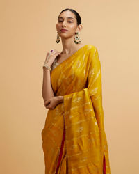 Mohey Women Mustard Yellow Floral Buta Patterned Saree