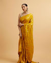 alt message - Mohey Women Mustard Yellow Floral Buta Patterned Saree image number 2