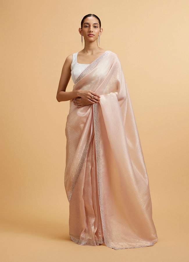 Mohey Women Dusty Pink Saree with Stone Embellishments