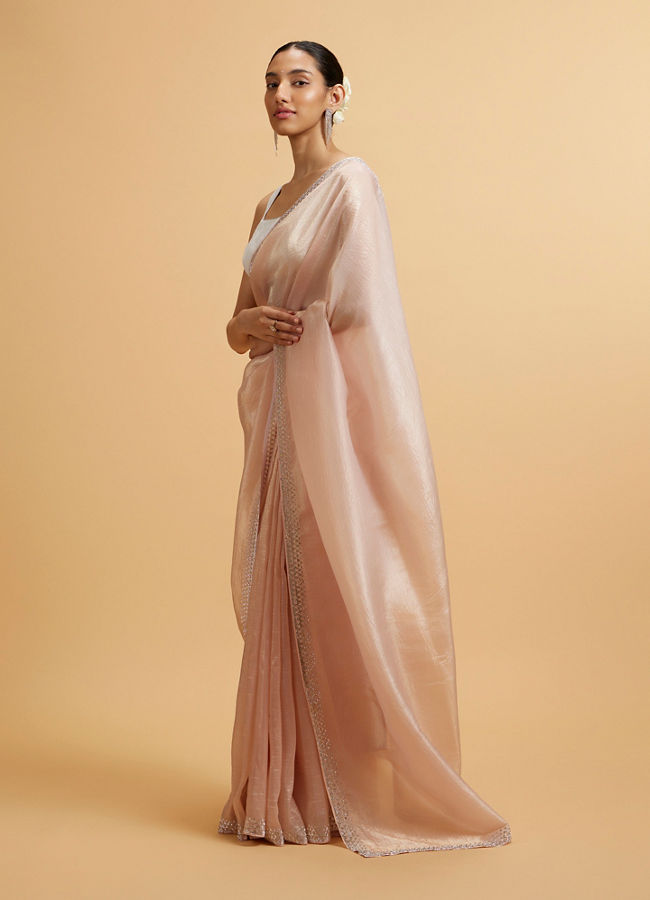 Mohey Women Dusty Pink Saree with Stone Embellishments
