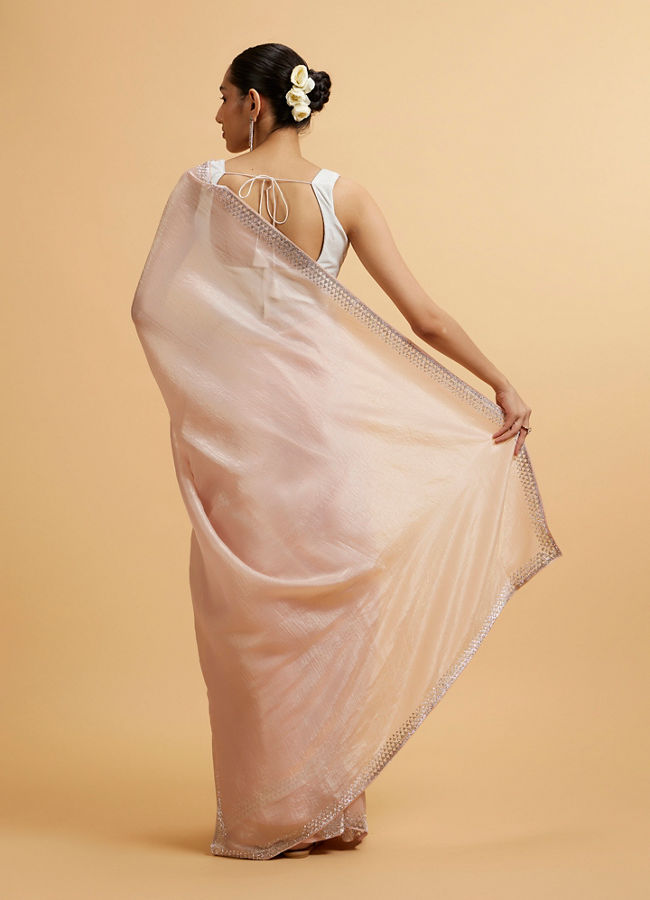Mohey Women Dusty Pink Saree with Stone Embellishments