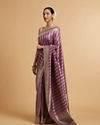 Mohey Women Dark Purple Floral Patterned Saree