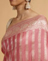 Mohey Women Rose Pink Floral Patterned Saree