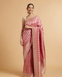 Mohey Women Rose Pink Floral Patterned Saree