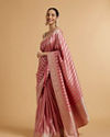 Mohey Women Rose Pink Floral Patterned Saree