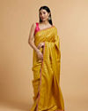 Mohey Women Mustard Yellow Linear Leaf Patterned Saree