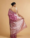 Mohey Women Dark Purple Zari Work Saree with Floral Motifs