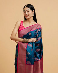 Mohey Women Elegant Blue Saree