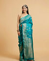 Mohey Women Rama Green Saree with Paisley and Buta Motifs