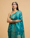 Mohey Women Rama Green Saree with Paisley and Buta Motifs