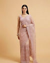 Dusty Pink Floral Jaal Embroidered Saree with Rhinestone Work
