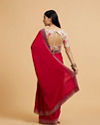 Mohey Women Rani Pink Rhinestone Embellished Saree