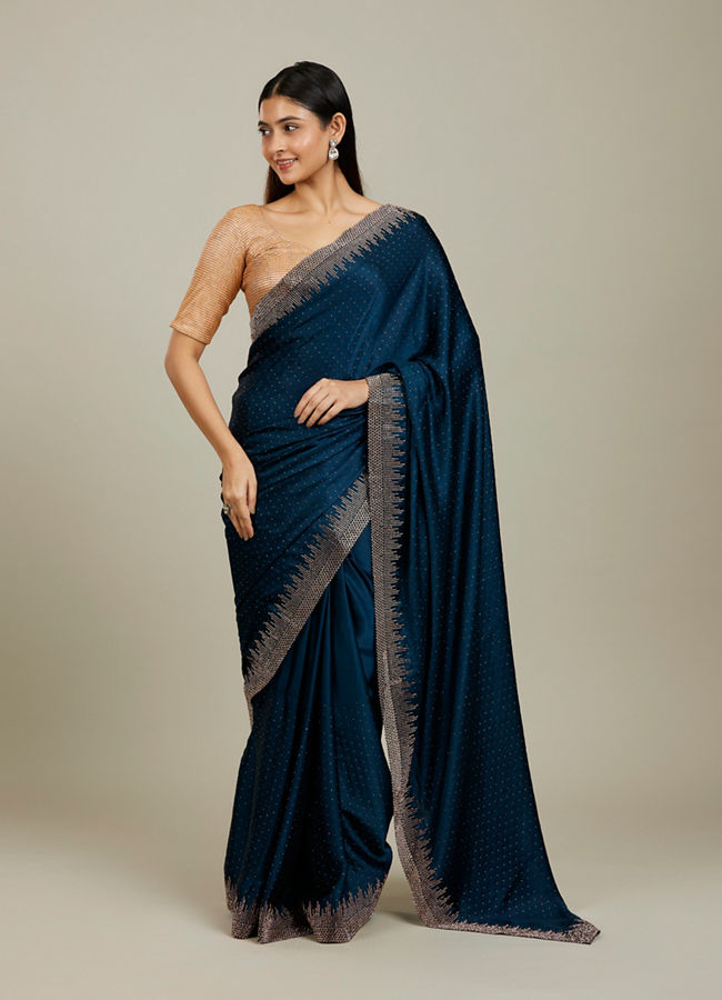 Mohey Women Green Satin Saree