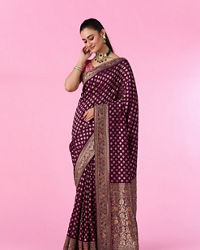 Mohey Women Wine Hue Magnificence Saree