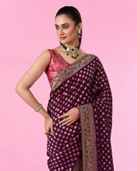 Mohey Women Wine Hue Magnificence Saree