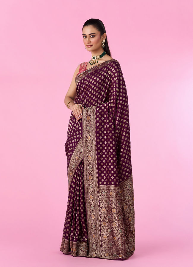 Mohey Women Wine Hue Magnificence Saree