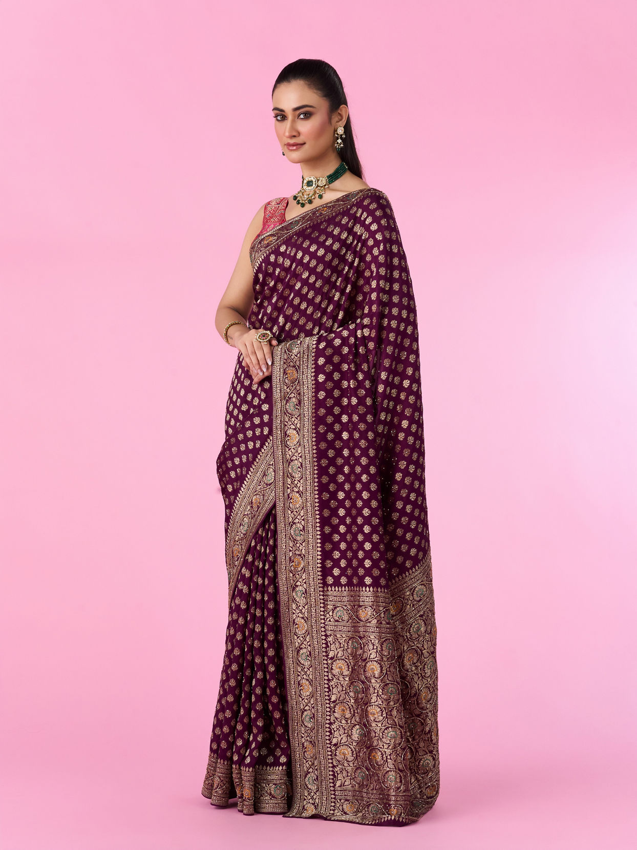 Mohey Women Wine Hue Magnificence Saree
