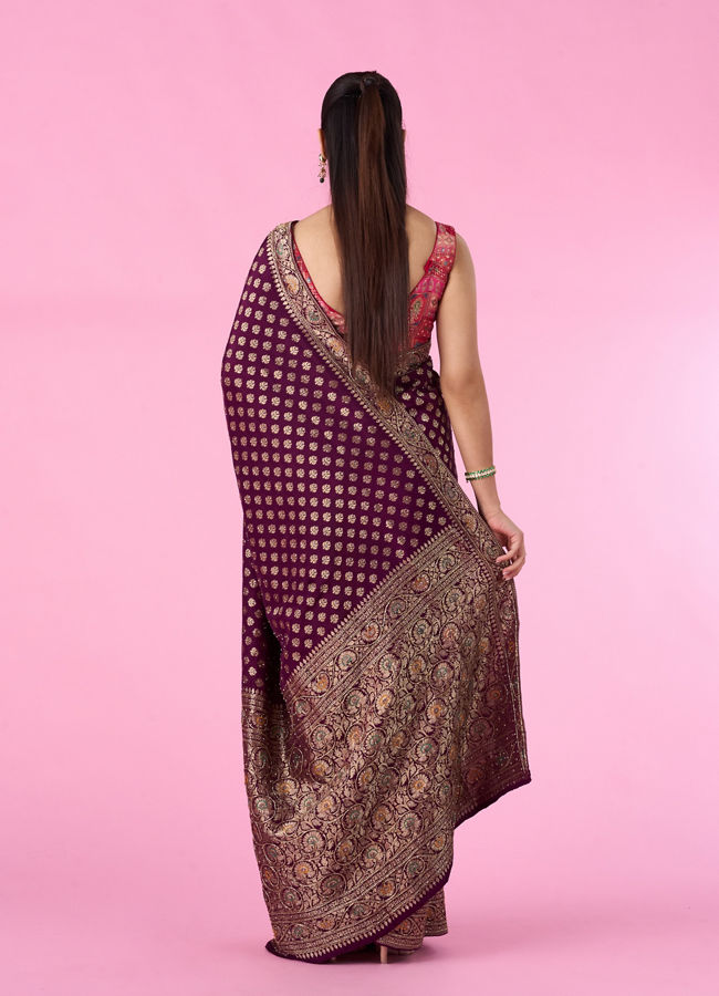 Mohey Women Wine Hue Magnificence Saree