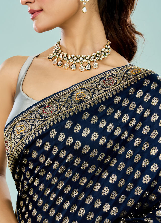 Mohey Women Enchanting Indigo Blue Saree