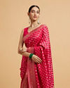 alt message - Mohey Women Rani Pink Buta Jaal Patterned Saree with Cutdana & Rhinestone Work image number 1