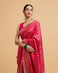 Mohey Women Rani Pink Buta Jaal Patterned Saree with Cutdana & Rhinestone Work