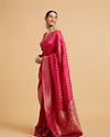 alt message - Mohey Women Rani Pink Buta Jaal Patterned Saree with Cutdana & Rhinestone Work image number 2