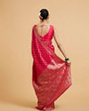 alt message - Mohey Women Rani Pink Buta Jaal Patterned Saree with Cutdana & Rhinestone Work image number 4