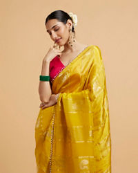 Mohey Women Effulgent Mustard Satin Saree