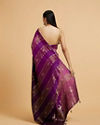 alt message - Mohey Women Royal Purple Buta & Striped Patterned Saree with Gota Patti Work image number 4