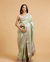 Pista Green Floral Buta Patterned Saree with Paisley Border