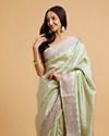 alt message - Mohey Women Pista Green Elegance Saree image number 1