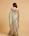 Mohey Women Pista Green Floral Buta Patterned Saree with Paisley Border