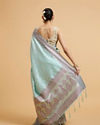 Mohey Women Powder Blue Floral Buta Patterned Saree with Paisley Border