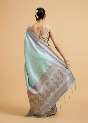 alt message - Mohey Women Enchanting Light Blue Saree image number 4