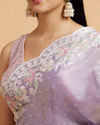 Mohey Women Dewberry Purple Floral Buta Motif Saree with Scallop Borders with Floral Bel Embroidery