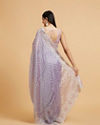 Mohey Women Dewberry Purple Floral Buta Motif Saree with Scallop Borders with Floral Bel Embroidery