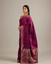 Mohey Women Wine Red Floral Buta Jaal Patterned Saree with Bel Buti Borders