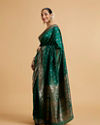 Mohey Women Bottle Green Floral Buta Patterned Saree with Intricate borders