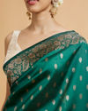 Mohey Women Bottle Green Floral Buta Patterned Saree with Intricate borders
