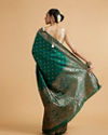 Mohey Women Bottle Green Floral Buta Patterned Saree with Intricate borders
