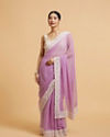 Mohey Women Soft Purple Rhinestone Embellished Saree with Bel Patterned Border image number 0