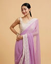 Mohey Women Soft Purple Rhinestone Embellished Saree with Bel Patterned Border image number 1