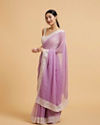 Mohey Women Soft Purple Rhinestone Embellished Saree with Bel Patterned Border