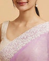 Mohey Women Soft Purple Rhinestone Embellished Saree with Bel Patterned Border