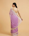 Mohey Women Soft Purple Rhinestone Embellished Saree with Bel Patterned Border